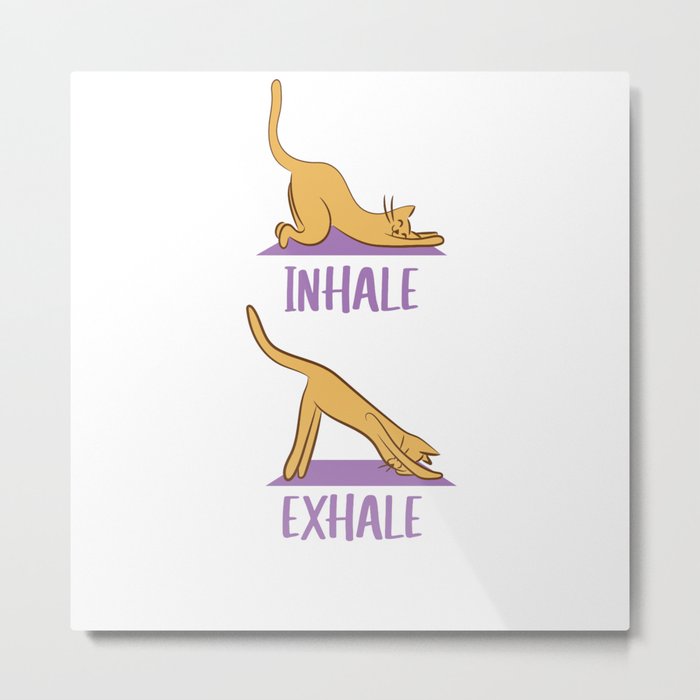 Cats Yoga Cute Cats Sport Inhale Exhale Metal Print