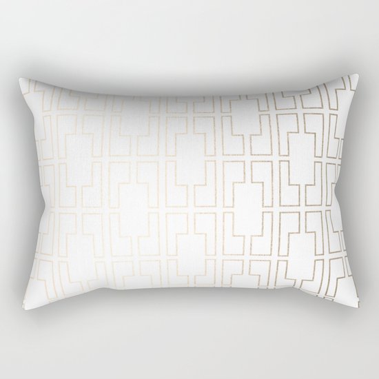 Simply Mid-Century in White Gold Sands Rectangular Pillow