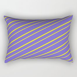 [ Thumbnail: Slate Blue and Yellow Colored Striped Pattern Rectangular Pillow ]
