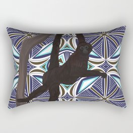 Spider monkey in tree on blue patterned background Rectangular Pillow