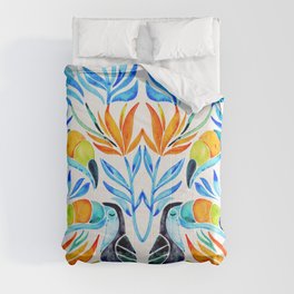 Tropical Toucans – Blue Leaves Comforter