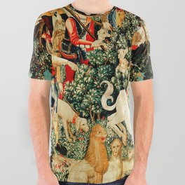 Hunt Of The Unicorn Medieval Tapestry All Over Graphic Tee