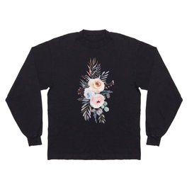 Winter floral Watercolor bouquet with pastel leaves, berries and flowers Long Sleeve T-shirt