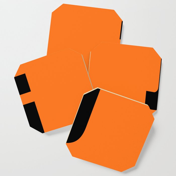 letter J (Black & Orange) Coaster