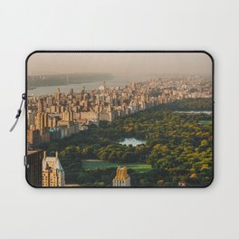 New York City Manhattan skyline and Central Park aerial view at sunset Laptop Sleeve