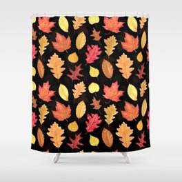 Autumn Leaves - black Shower Curtain