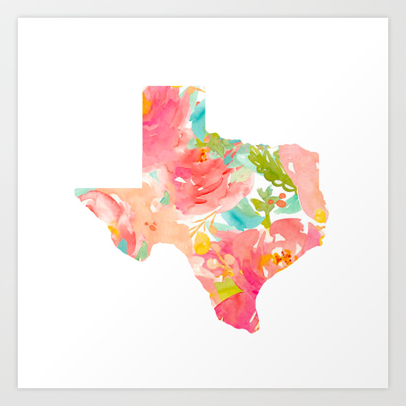 Texan Home State Floral Texas Gift Co 16x16 Floral Texas Chalkboard Watercolor Flowers Home State Throw Pillow Multicolor