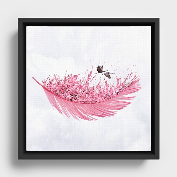 Sakura Feather • Pink Feather I Framed Canvas