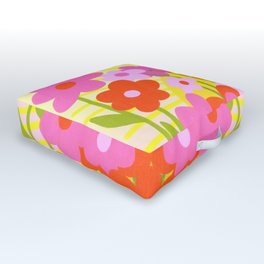 Sunny Spring Flowers Ombre Pink and Yellow Outdoor Floor Cushion
