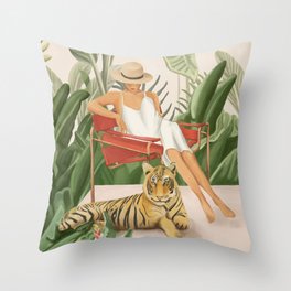 The Lady and the Tiger II Throw Pillow