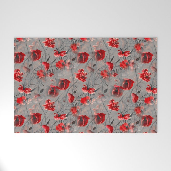 Poppies flowers,poppy flowers,grey background. Welcome Mat