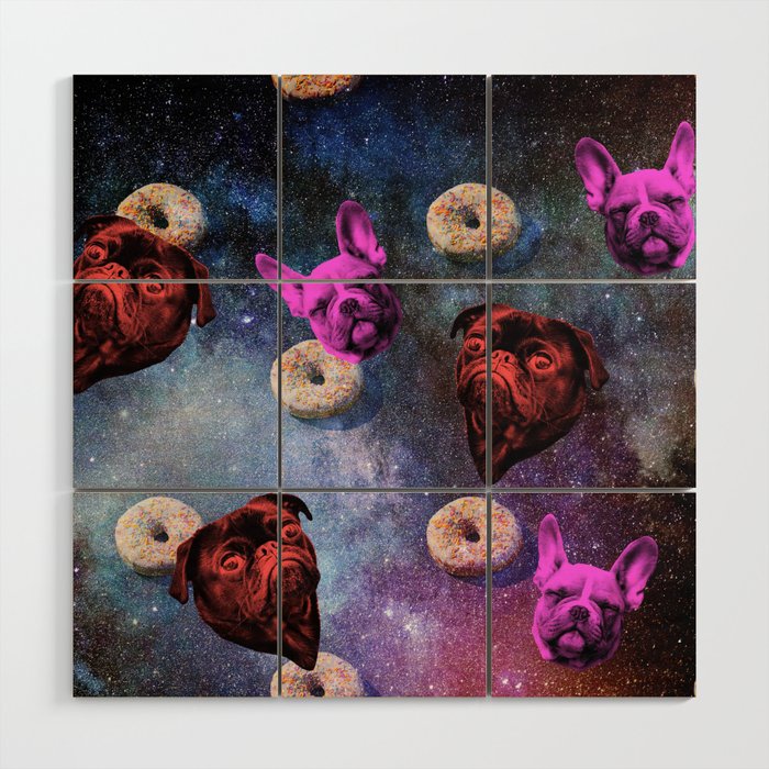 Space Travel Dogs Wood Wall Art