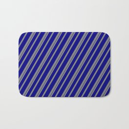 [ Thumbnail: Gray and Blue Colored Striped/Lined Pattern Bath Mat ]