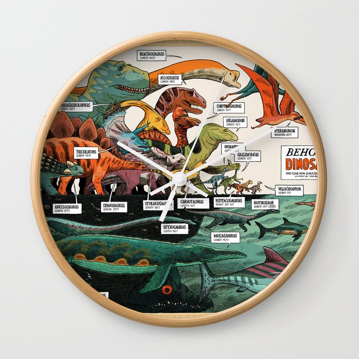BEHOLD! THE DINOSAURS!  Wall Clock