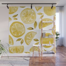 Citrus pattern - yellow Wall Mural