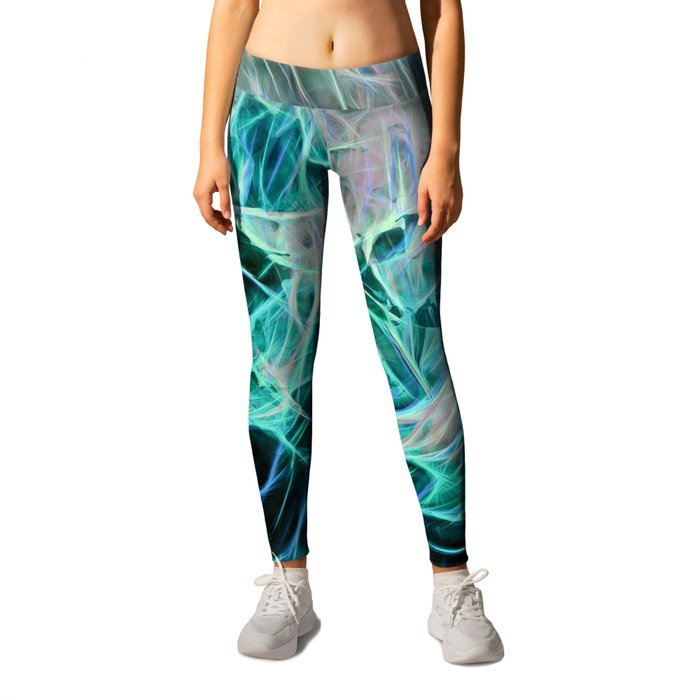 Neon Blue Line Artwork Leggings