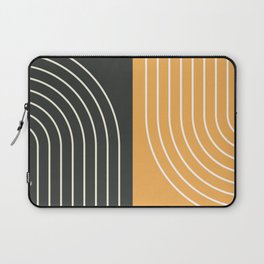 Abstract Geometric Rainbow Lines 20 in Black and Gold Laptop Sleeve