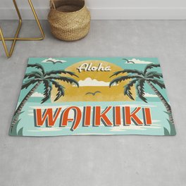 Aloha Waikiki Area & Throw Rug