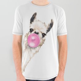 Bubble Gum Sneaky Llama All Over Graphic Tee