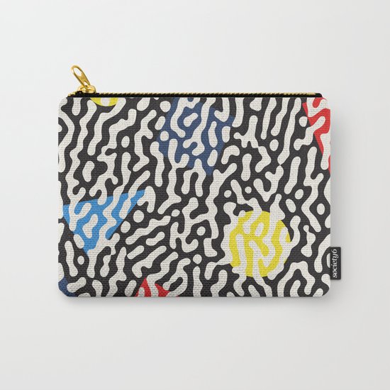 Retro Jumble Black and White Drips And Color Polygons Pattern Abstract Seamless Background Carry-All Pouch