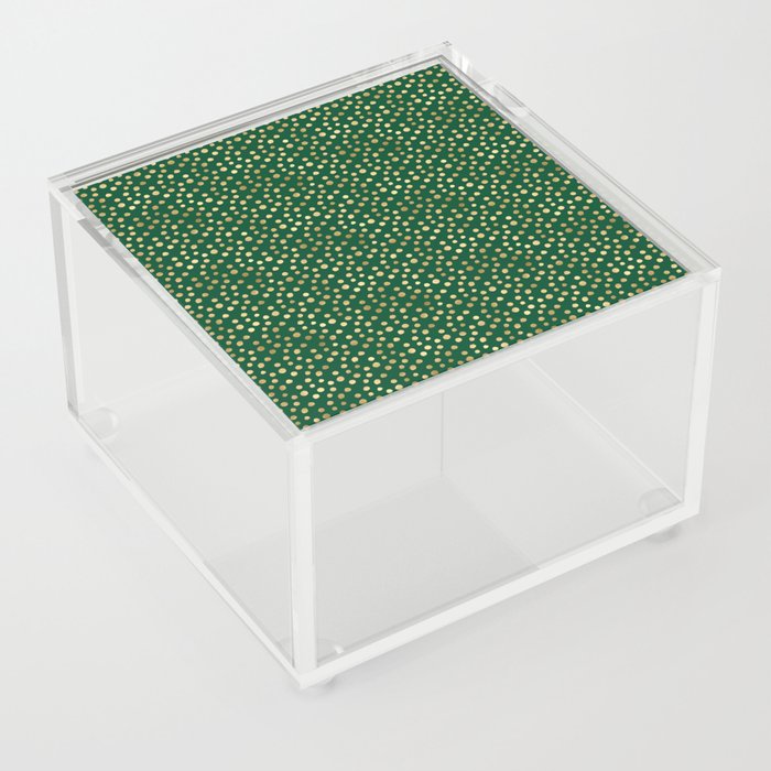 Emerald Green Gold Spots Pattern Acrylic Box