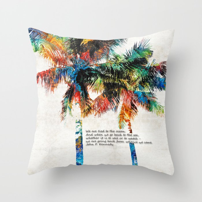 Colorful Palm Trees - Returning Home - By Sharon Cummings Throw Pillow