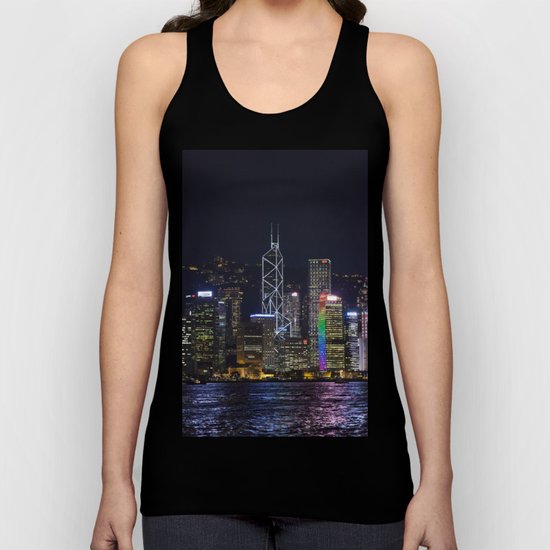 Hong Kong Night Skyline Unisex Tank Top