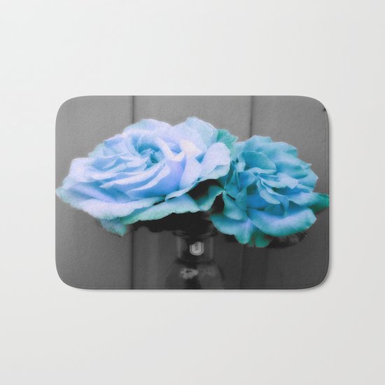 fLoWers Aqua Blue Pop of Color Bath Mat