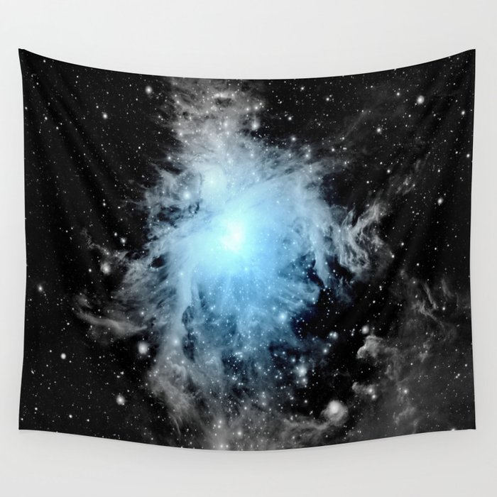 Orion nebULa Black White Blue Space Wall Tapestry