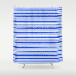Watercolor Striped Pattern Royal Blue Light Blue White Shower Curtain