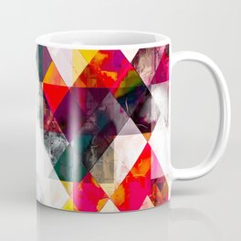 geometric pixel square pattern abstract background in red pink yellow Mug