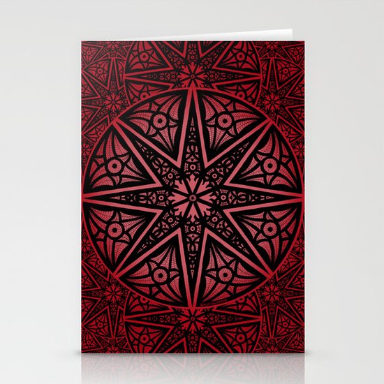 rashim red star mandala Stationery Cards