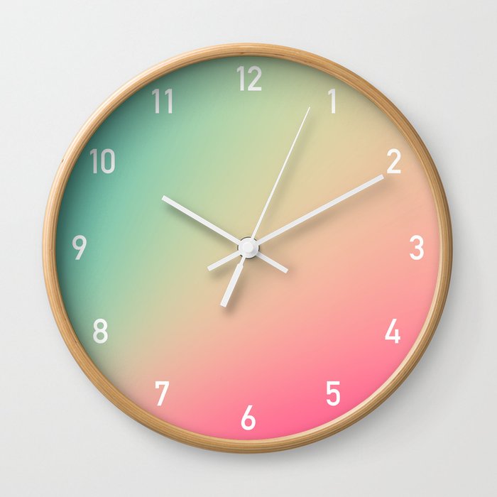 Gradient Color Clock Turquoise Pink Wall Clock