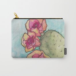 Prickly Pear Watercolor Illustration  Carry-All Pouch | Flowers, Pricklypear, Coral, Botanical, Watercolor, Bloom, Illustration, Cactus, Floral, Arizona 