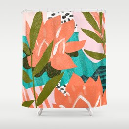 Forever in My Garden | Abstract Botanical Nature Plants Floral Painting | Quirky Modern Contemporary Shower Curtain