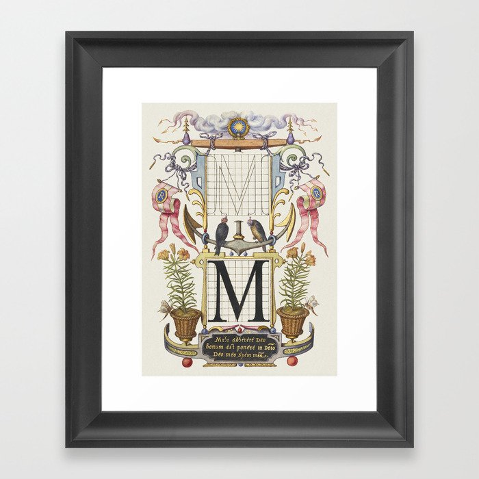 Vintage calligraphic poster 'M' Framed Art Print
