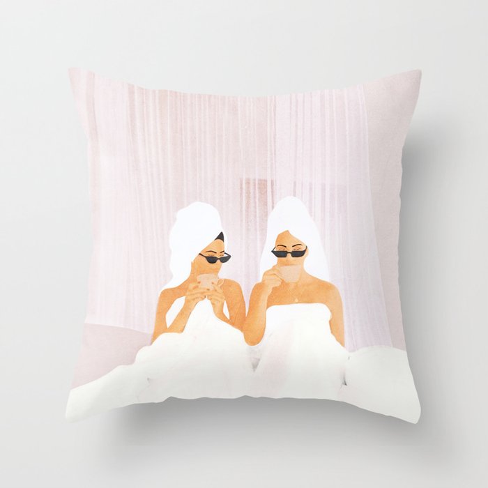 Morning with a friend Throw Pillow