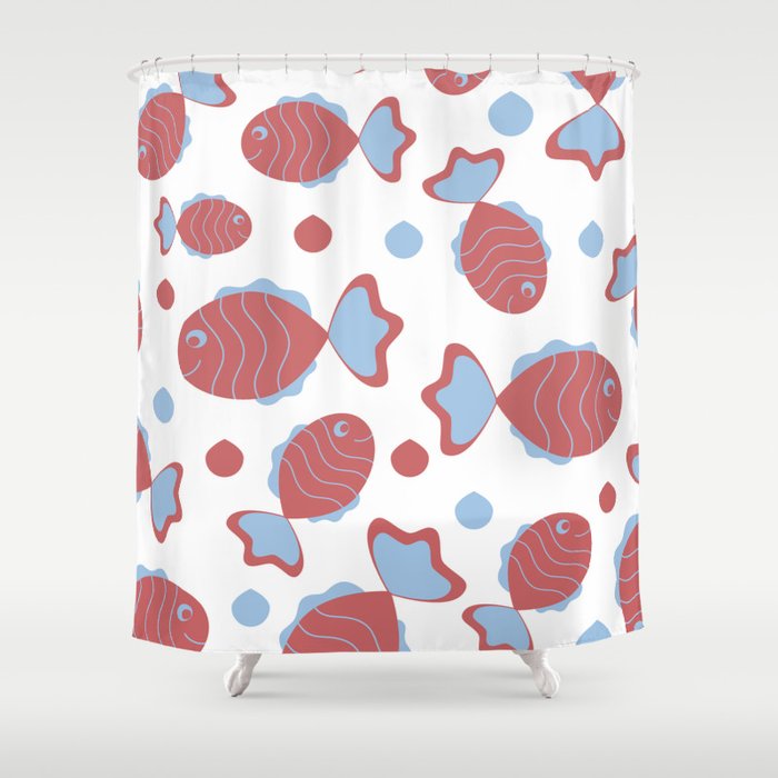 Marine pattern with fish Shower Curtain