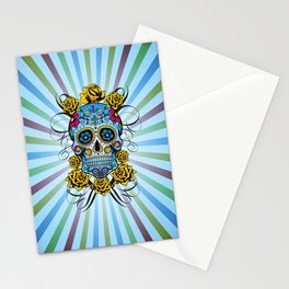 Sugar skull- Day of the dead- blue Stationery Card