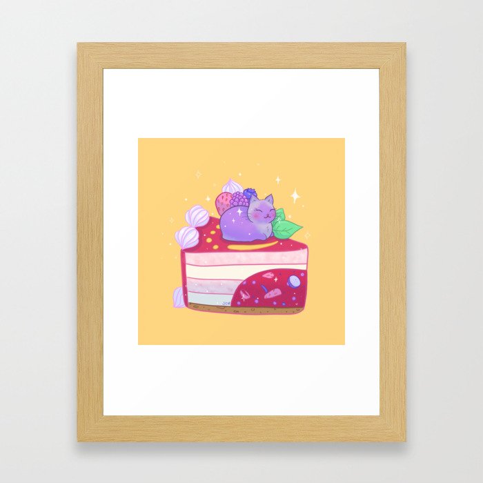 Berry Kitty Cake Framed Art Print