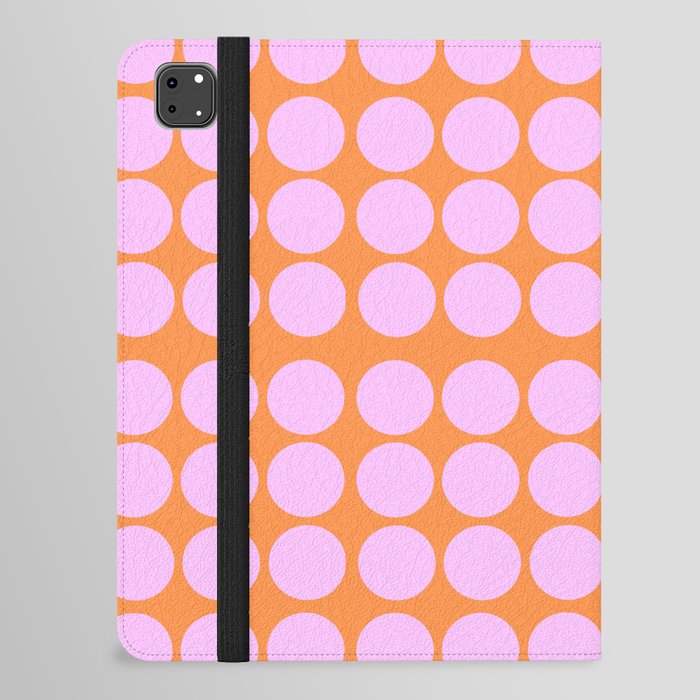 Pink On Orange Polka Dots Retro Modern Abstract Pattern iPad Folio Case