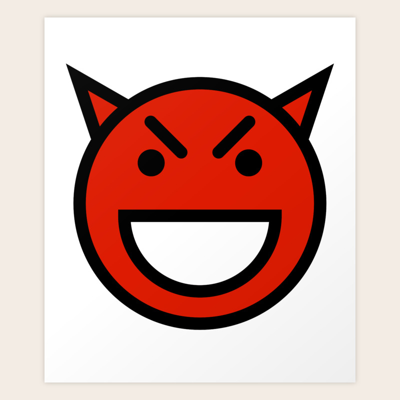 Smiley Face Laughing Devil Face Red Art Print