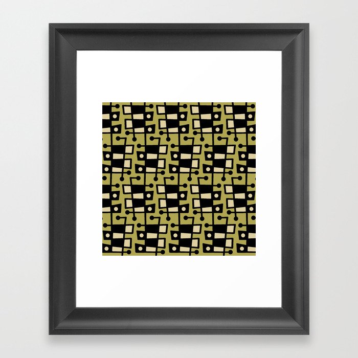 Mid Century Modern Abstract 212 Chartreuse Framed Art Print By
