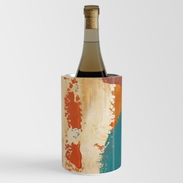 Rustic Orange Teal Abstract Wine Chiller