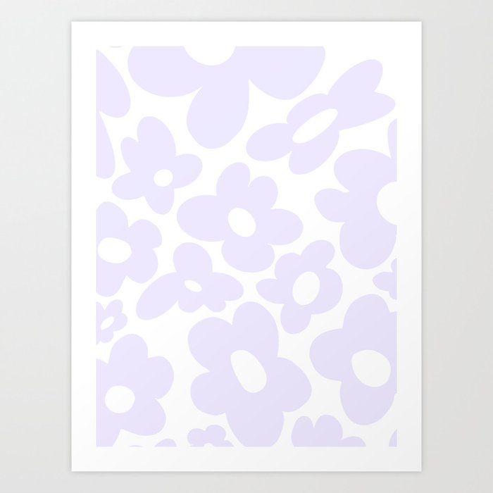 retro flowers / lilac Art Print