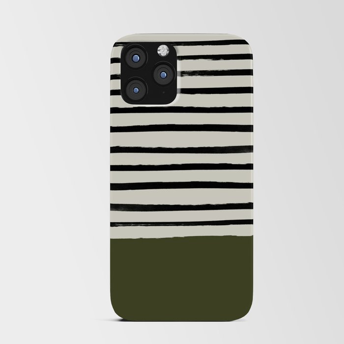 Olive Green x Stripes iPhone Card Case
