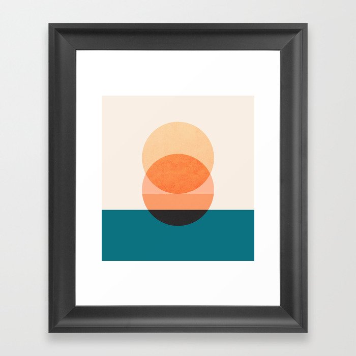 Abstraction_NEW_SUNSET_OCEAN_WAVE_POP_ART_Minimalism_0022D Framed Art Print