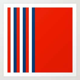Retro Stripes Pop Art - Red White Blue Art Print