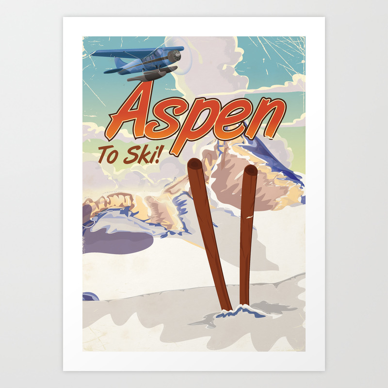 Aspen Vintage Travel Ski Poster