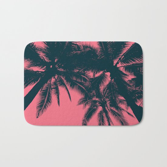 Pink palms in summer Bath Mat
